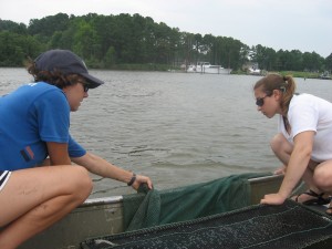 Brooke and Paige get ready to deploy the tow. 