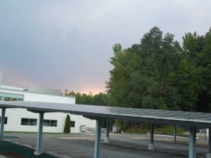 Image: Solar panels over the back parking lot. (Credit: Kristen Minogue/SERC)