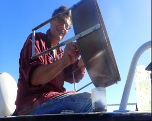 Scientist on boat