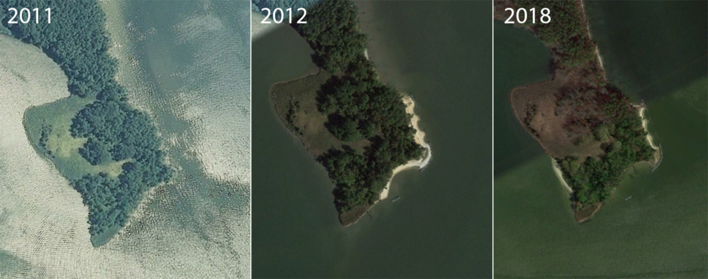 Cheston Point aerials in 2011, 2012, and 2018.