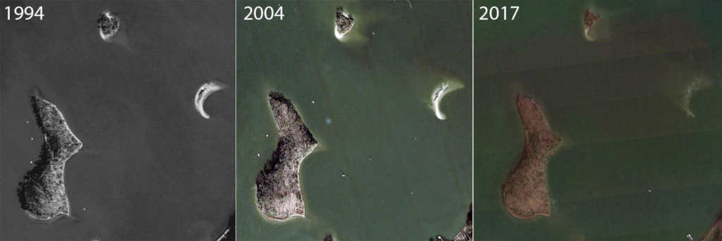 High, Flat, and Big Islands in 1994, 2004, and 2017.